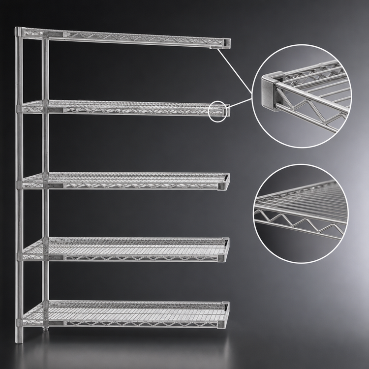 Product image #3 for Eagle Group 5-Tier Add-On Wire Shelving Unit, 60W x 24D x 74H, QuadTruss, Stainless Steel Finish