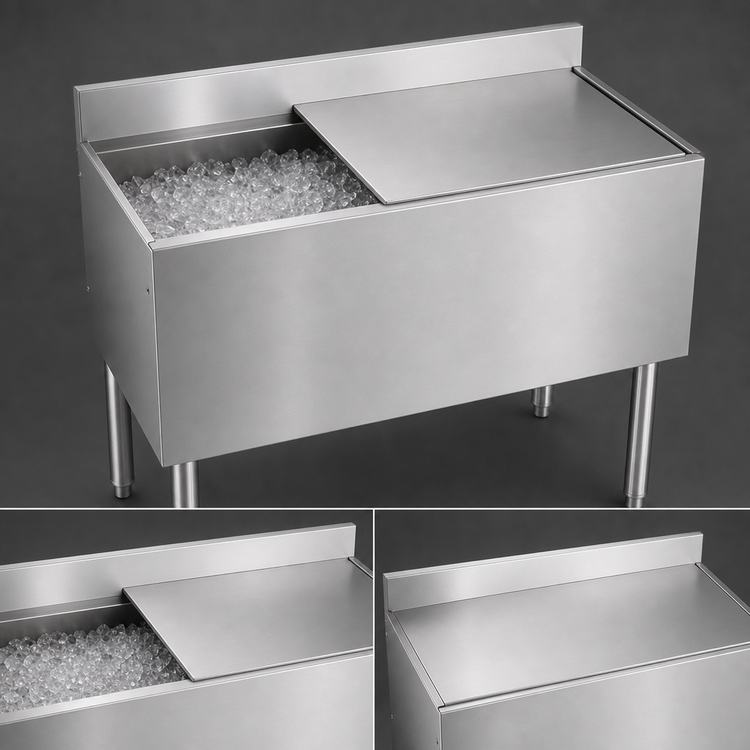 Product image #3 for Silver Series Insulated Bar Ice Bin with Full Sliding Cover, 36 Inch W x 12 Inch Deep