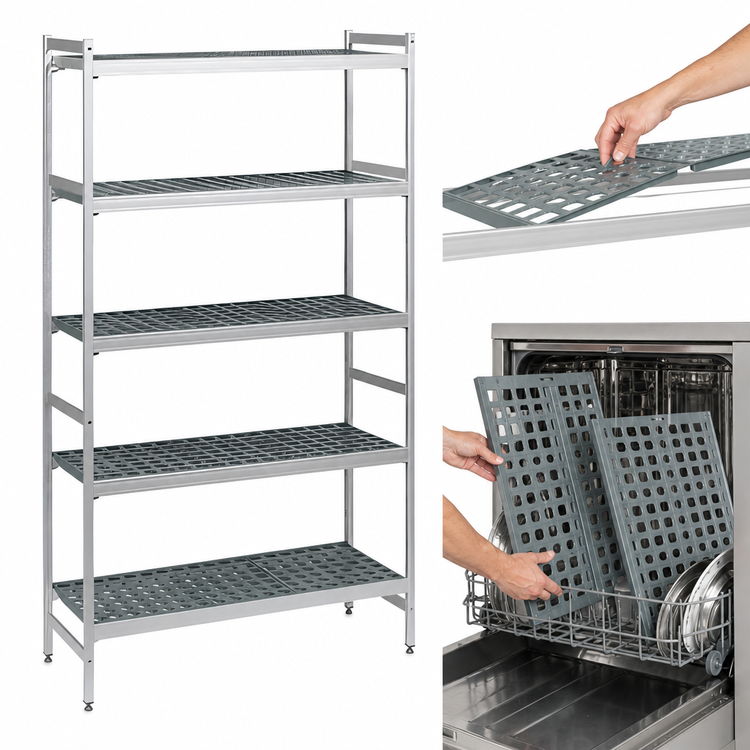 Product image #3 for Fermostock 5-Tier Starter Polymer Shelving Unit, 38W x 14D x 83H, Gray
