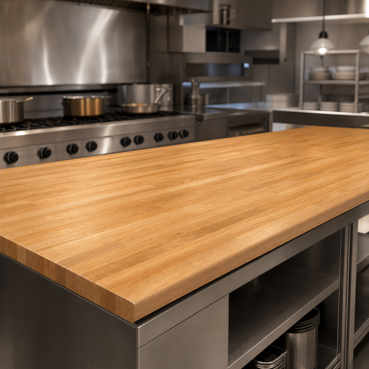 Product image #3 for Appalachian Red Oak Blended Edge Grain Island Countertop, 120 x 48 Inch, Varnique Finish