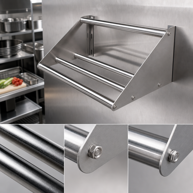 Product image #3 for 36-Inch Stainless Steel Wall-Mounted Tubular Rack Shelf