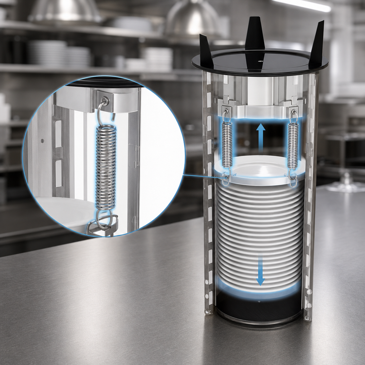Product image #3 for Atlas Metal PD-6-1/2 Self-Leveling Drop-In Unheated Open Frame Plate Dispenser for 6-1/2 Inch Plates
