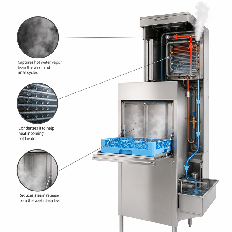 Product image #4 for CMA Dishmachines 180-VL-FL Energy Mizer Ventless High Temperature Front Loading Single Rack Door-Type Dishwasher