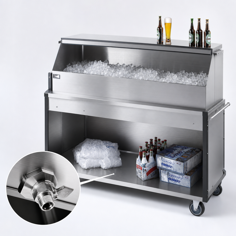 Product image #3 for Dinex Chest-Style Portable Bar Ice Chest with 304 Stainless Steel Bin, American Natural
