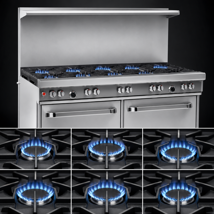 Product image #3 for Southbend Ultimate 60-Inch Gas Restaurant Range with 6 Burners, 24-Inch Charbroiler, Standard Oven, and Convection Oven