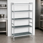 Thumbnail image #3 for Fermod Fermostock 5R26A83 5-Tier Stationary Starter Shelving Unit, 83"H x 26"W x 14"D, Perforated Anodized Aluminum with Polymer Inserts