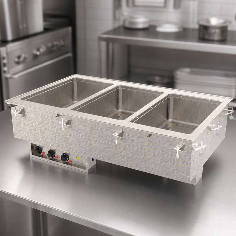 Product image #3 for Vollrath 3-Well Drop-In Electric Hot Food Well, 12 x 20 Inch Insulated Marine-Grade 316 Stainless Steel Wells, 120V