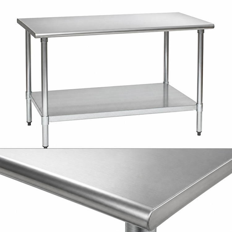 Product image #3 for BlendPort® Deluxe Series Flat Top Stainless Steel Work Table with Adjustable Galvanized Undershelf, 48 x 30 Inch