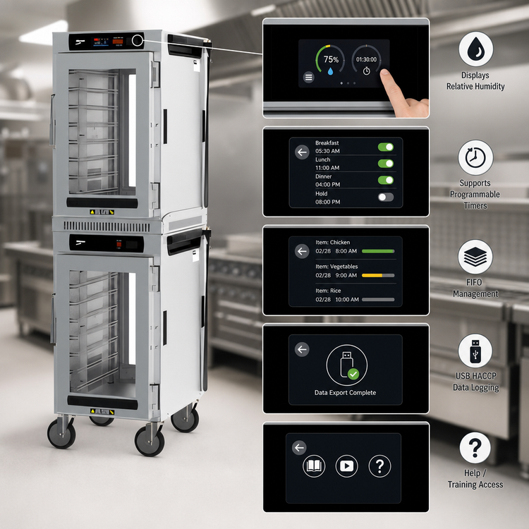 Product image #4 for Metro HotBlox Narrow Dual-Cavity Pass-Thru Mobile Insulated Holding Cabinet, 16-Pan, Digital, Clear Doors