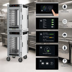 Thumbnail image #4 for Metro HotBlox™ HBCN16-DCPC-M Narrow Dual-Cavity Pass-Thru Mobile Insulated Holding Cabinet, 16-Pan, Digital Touchscreen, Clear Doors