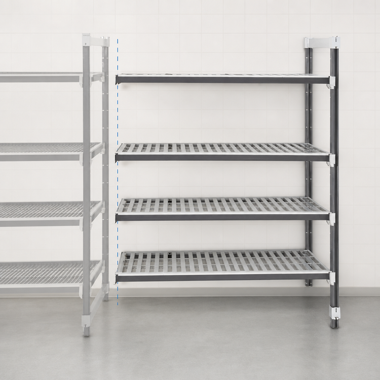 Product image #3 for Cambro Camshelving Elements XTRA 5-Tier Stationary Add-On Polymer Shelving Unit, 24 x 48 x 72 Inches, Vented, Speckled Gray