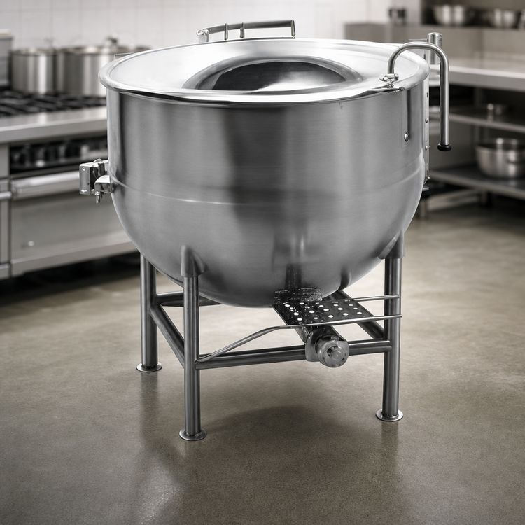 Product image #3 for Legion 50-Gallon Stationary Direct Steam Kettle with 2/3 Jacket and Tri-Leg Base