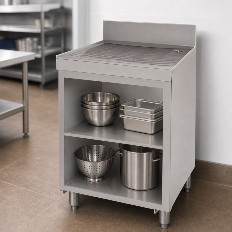 Product image #3 for Advance Tabco Special Value Series Stainless Steel Drainboard with Open Cabinet Base, 24 x 21 x 33 Inches