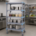 Thumbnail image #3 for Quantum Millenia Mobile Polymer Shelving Starter Unit with 4 Open Grid Shelves, 42 x 24 x 86 Inches