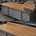 Thumbnail image #3 for John Boos 144 x 24-Inch Wood Top Work Table with Stainless Steel Cabinet Base, Sliding Doors, and 4-Inch Riser
