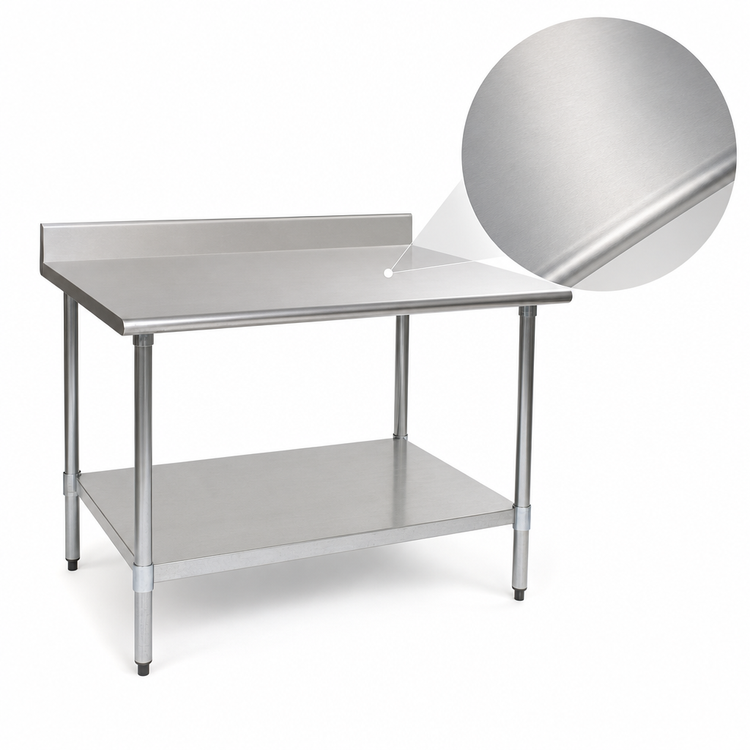 Product image #3 for BlendPort® Budget Series 48-Inch x 30-Inch 430 Stainless Steel Work Table with 4-1/2-Inch Backsplash and Undershelf