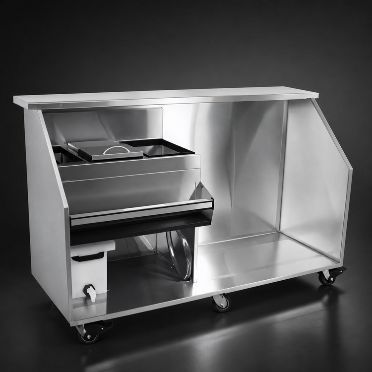 Product image #3 for Glastender 84-Inch Stainless Steel Portable Bar for Stackable Cups with Refrigerator Space