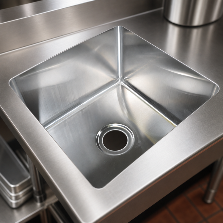 Product image #3 for John Boos 1-Compartment Weld-In Undermount Sink, 18 x 24 x 14 Inches, 14-Gauge Type 300 Stainless Steel