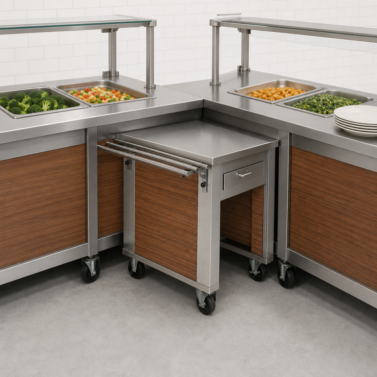 Product image #3 for Dinex DineXpress Mobile Corner Serving Counter, 28 x 28 x 36 Inches, Stainless Steel