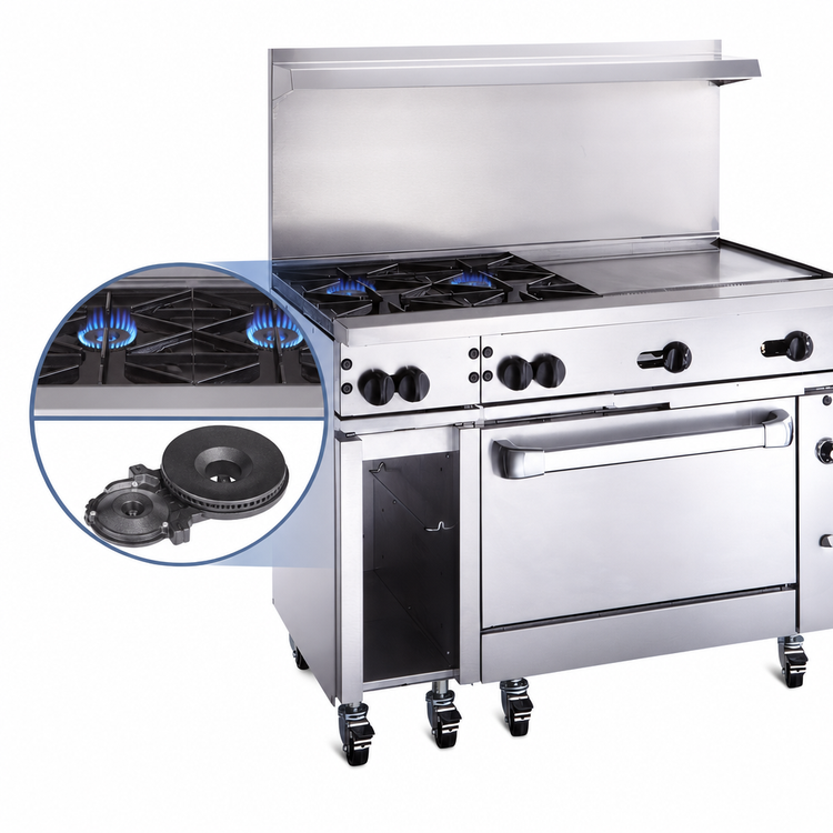 Product image #3 for Vulcan Endurance 48-Inch Gas Restaurant Range with 2 Burners, 36-Inch Griddle and Convection Oven
