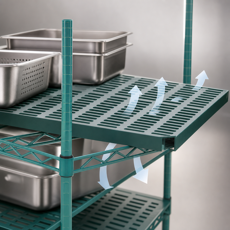 Product image #3 for Eagle Group QuadPlus Louvered Polymer Shelf Mat, 72 x 18 Inches, Green