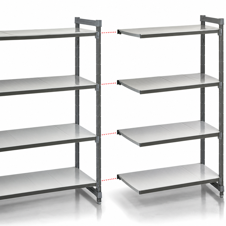 Product image #3 for Cambro Camshelving Basics Plus 4-Tier Solid Polymer Add-On Shelving Unit, 21 x 60 x 84 Inches, Brushed Graphite