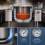 Thumbnail image #3 for Crown DLT-40TC 40 Gallon Direct Steam 2/3 Jacketed Tilting Kettle with Twin Console Base