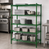 Thumbnail image #3 for Heavy Duty 4-Tier Stationary Green Epoxy Wire Shelving Unit, 54 x 21 x 74 Inches