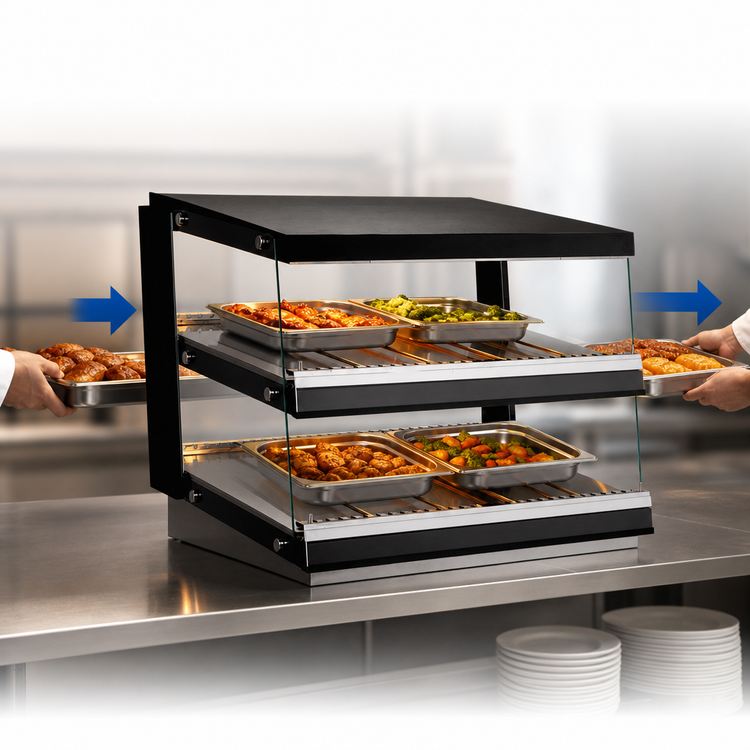 Product image #4 for Omcan USA Heated Pass-Through Countertop Hot Food Display Station, 2.3 Cu. Ft., 120V