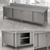 Thumbnail image #3 for John Boos Enclosed Base Work Table with Sliding Doors, 84 Inch W x 24 Inch D, 16-Gauge Stainless Steel Top, 5-Inch Backsplash