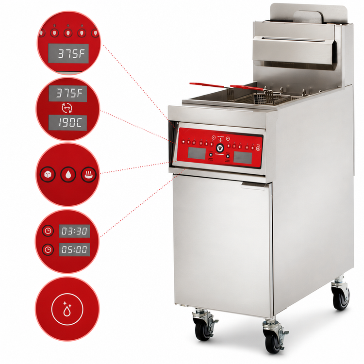 Product image #4 for Vulcan PowerFry5 21-Inch Freestanding Gas Fryer with Digital Controls and Built-In Filtration, 85-90 lb. Capacity