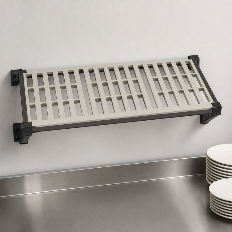 Product image #3 for Cambro Camshelving Elevation 18-Inch x 24-Inch Vented Wall Shelf Kit, Brushed Graphite