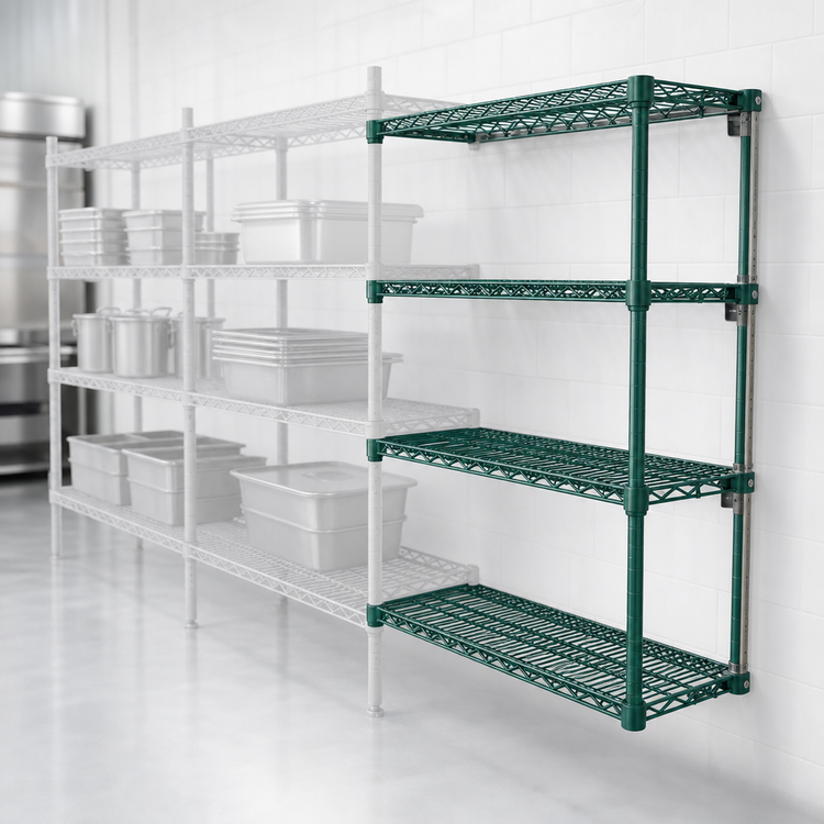 Product image #3 for Eagle Group Valu-Gard QuadTruss 4-Tier Add-On Wire Shelving Unit, 24W x 18D x 63H, Green Epoxy