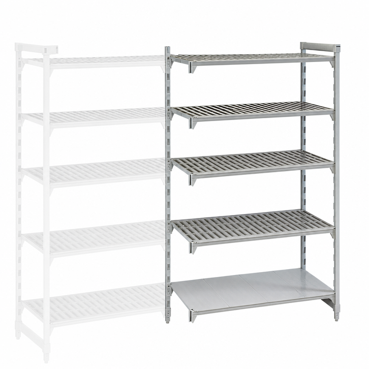 Product image #4 for Cambro Camshelving Premium 72-Inch x 18-Inch x 84-Inch 5-Tier Stationary Vented and Solid Add-On Polymer Shelving Unit