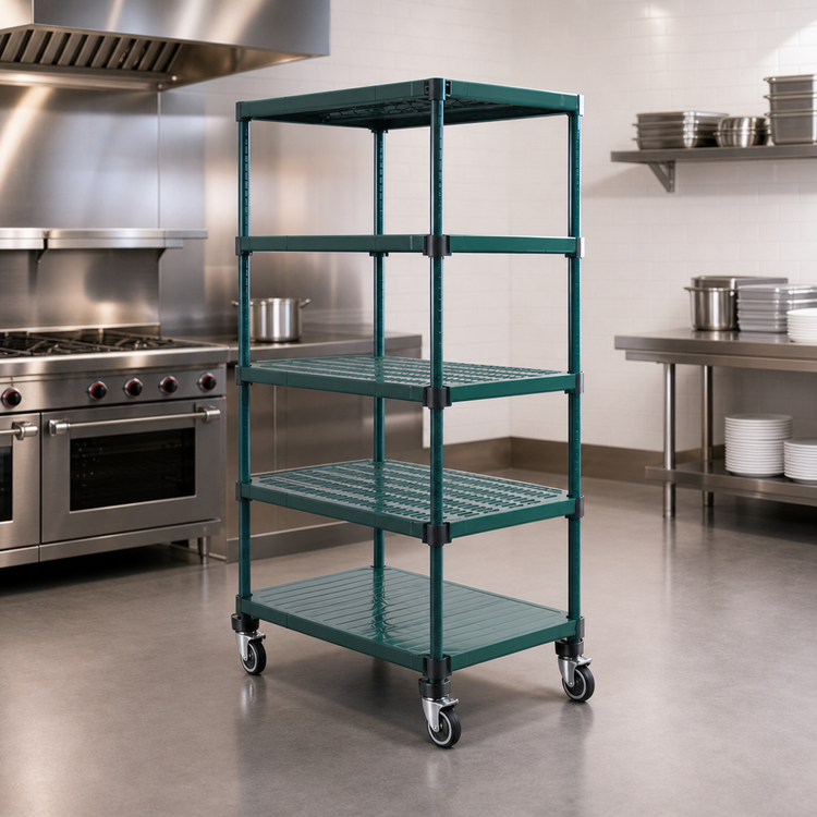 Product image #3 for Eagle QuadPLUS 5-Tier Mobile Starter Wire Shelving Unit with 5" Casters, 48"W x 24"D x 74"H