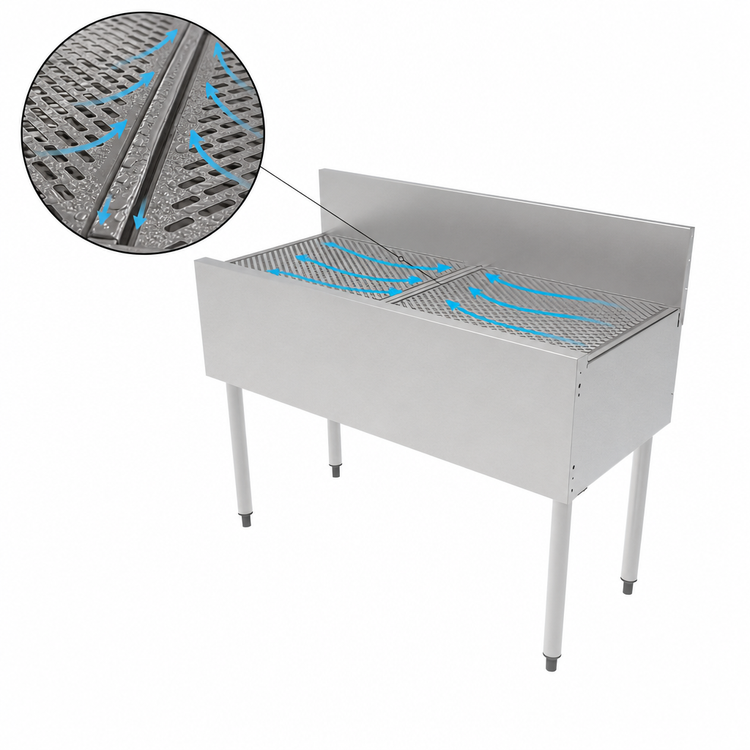 Product image #4 for Perlick Top Shelf TS42DB 42-Inch Freestanding Underbar Stainless Steel Drainboard with Backsplash
