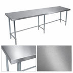 Thumbnail image #3 for BK Resources VTTOB-8424 84 x 24-Inch Open-Base Stainless Steel Work Table, 18-Gauge 430 Stainless Top, Galvanized Bracing