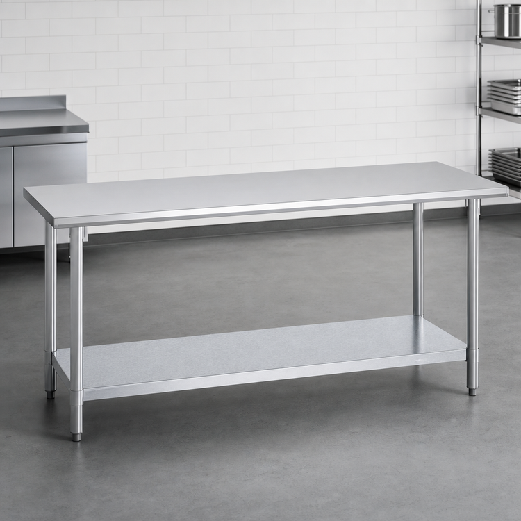 Product image #3 for Duke 120-Inch x 24-Inch Stainless Steel Commercial Work Table with Galvanized Undershelf