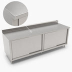 Thumbnail image #3 for John Boos 4CS4R5-36144 144-Inch x 36-Inch Enclosed Stainless Steel Work Table with Sliding Doors, 5-Inch Backsplash, 14-Gauge 300-Series Top