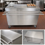Thumbnail image #3 for BK Resources SECT-2460HL 60-Inch Stainless Steel Solid Top Serving Counter with Locking Hinged Door and Tray Drop Shelf