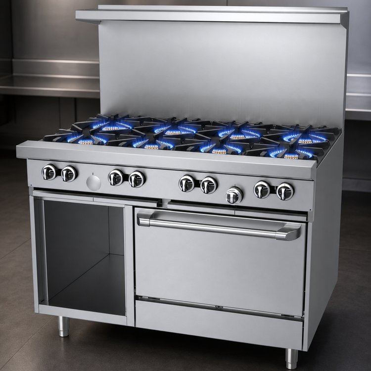 Product image #3 for Garland G Starfire Pro 48-Inch Gas Restaurant Range with 8 Open Burners, Standard Oven, and Storage Base