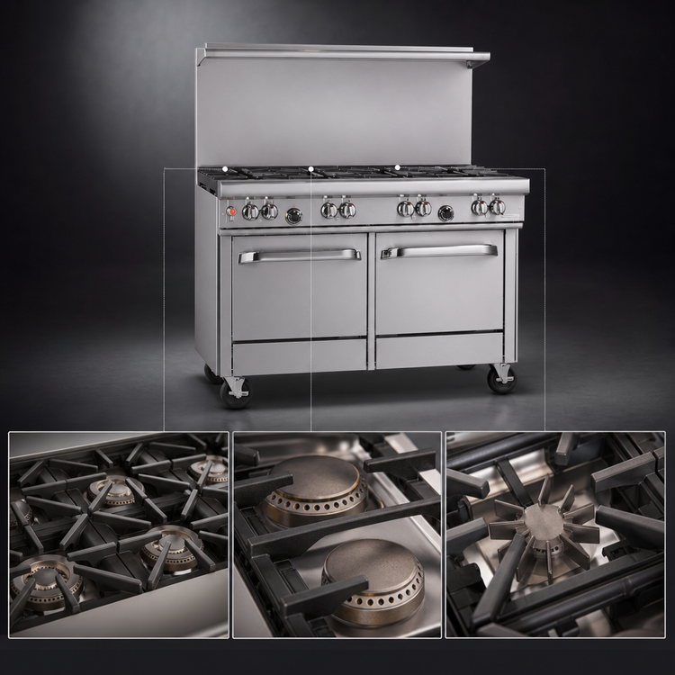 Product image #3 for Southbend Ultimate 48-Inch Commercial Gas Range with 7 Burners, Convection Oven, and Cabinet Base