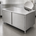 Thumbnail image #3 for BK Resources 72-Inch x 36-Inch Stainless Steel Chef Table Cabinet Base with Hinged Doors