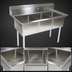 Thumbnail image #3 for John Boos E-Series 3-Compartment Stainless Steel Sink with Boxed Backsplash, 35 x 19-1/2 x 43-3/4 Inches