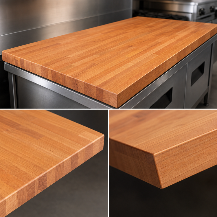 Product image #3 for John Boos Boos Block American Cherry Blended Edge Grain Kitchen Countertop, 96 x 36 x 1-1/2 Inch, Varnique Finish