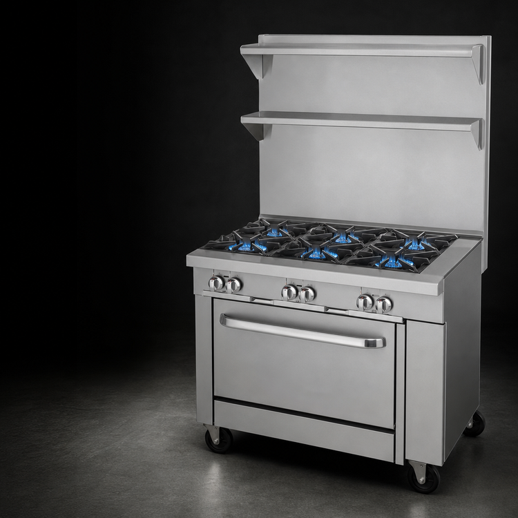 Product image #3 for Southbend Platinum 48-Inch Heavy Duty Gas Range with 8 Open Burners, Convection Oven Base and 12-Inch Right Cabinet