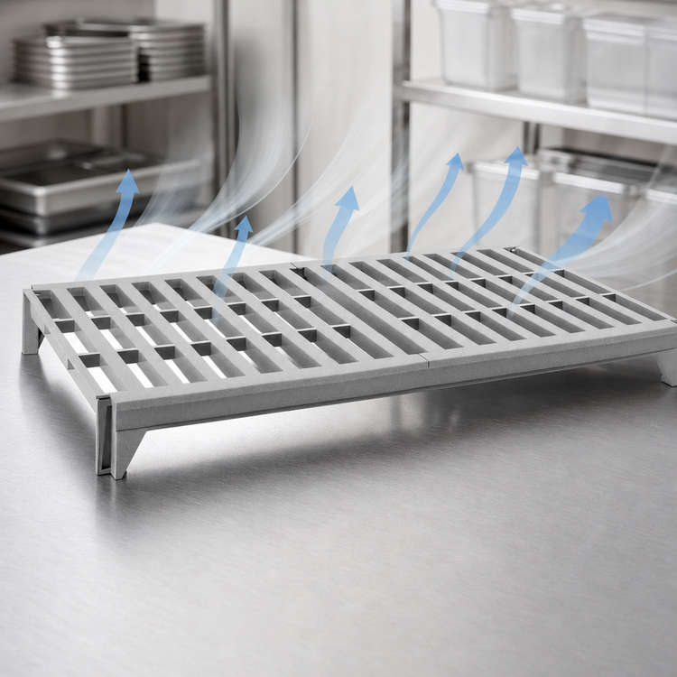 Product image #4 for Cambro Camshelving Premium Vented Polymer Shelf Kit, 24" x 60", Speckled Gray