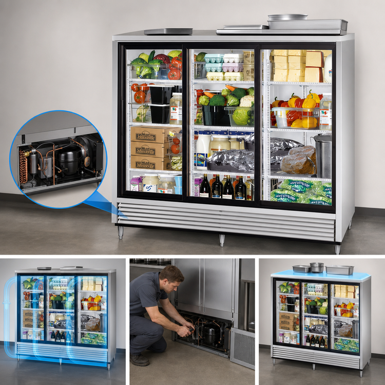 Product image #3 for 3-Section Reach-In Refrigerator with Glass Sliding Doors and LED Lighting