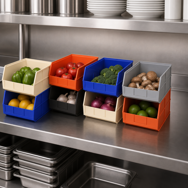 Product image #3 for Quantum SSB463 Stackable Shelf Bin, 8-1/4 x 18 x 7 Inch, Autoclavable Polypropylene