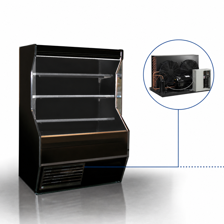 Product image #3 for Howard-McCray 32E Series 74 Inch Dairy Open Merchandiser Open-Air Cooler, Open Front, Remote Refrigeration, Black